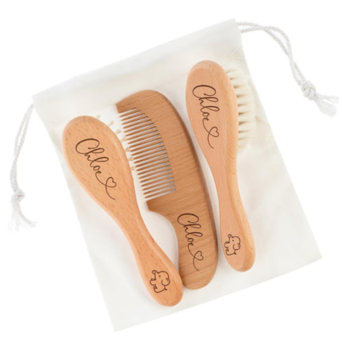 Custom Wooden Baby Brush set, Optional Icons and Fonts, Personalized Wooden Baby Brush and Comb Set, Personalized Baby Gifts, Baby Shower Gift Girls, Boy