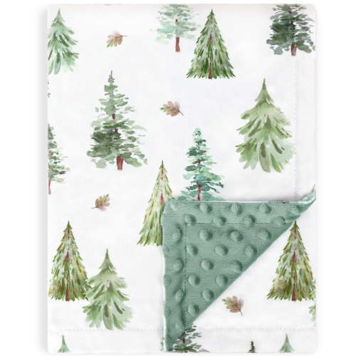HOMRITAR Baby Blanket for Boys, Soft, Lightweight, Double Layer Dotted, Green Pine, 30x40Inch