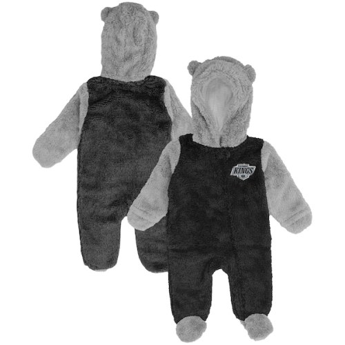 Newborn & Infant Los Angeles Kings Black Game Nap Teddy Fleece Bunting Full-Zip Sleeper