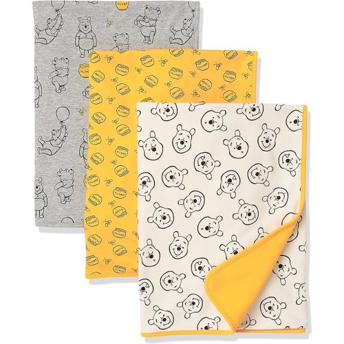 Amazon Essentials Disney | Marvel | Star Wars Unisex Kids' Swaddle Blankets, Pack of 3 - One Size - 3-pack Winnie the Pooh Oh Bother
