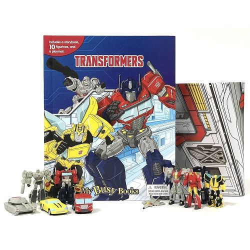 Transformers My Busy Books - Storybook, 10 figurines, playmat