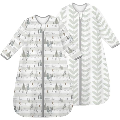 Yoofoss Baby Sleep Sack 6-12 Months Long Sleeve Wearable Blanket Baby 100% Cotton 2-Way Zipper 0.5 Tog Infants Sleeping Sack, Lightweight(Medium)