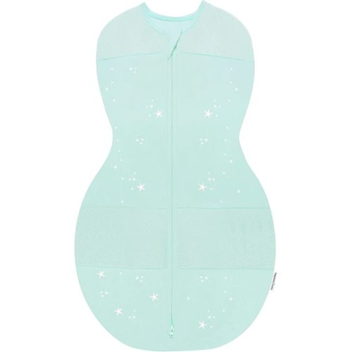 Happiest Baby Sleepea 5-Second Swaddle - 100% Organic Cotton Baby Swaddle Blanket - Doctor Designed Promotes Healthy Hip Development (Teal Stars, Small)