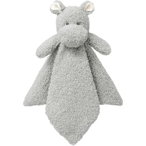 Baby Gray Hippo Soft Stuffed Animal Security Blanket, Plush Hippo Character Lovey Blanket, Baby Shower/Nursery Gift, Newborn Infant Toddler Snuggle Blankie for Boys Girls, 14 Inches