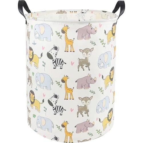 Baby Laundry Basket,Waterproof Baby Clothes Hamper with Handles,Nursery Hamper,Kids Toys Storage Bin for Bedroom,Room Decor,Gift Baskets(Cute Animals)