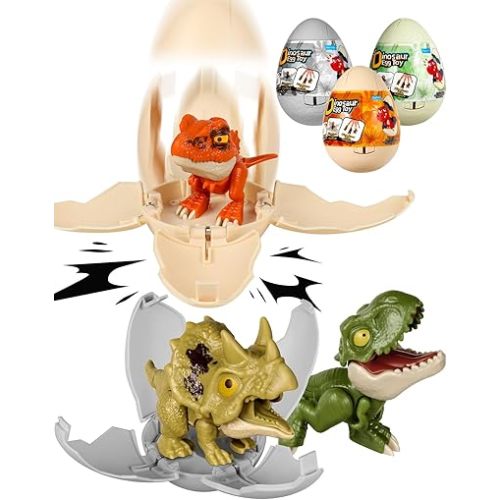 3 Pack Jumbo Dinosaur Eggs - Drop to Hatching Dinosaur Eggs Toys Birthday Gifts for Boys 3 4 5 6 7 8, Christmas Kids Gifts for Grandkids, Easter Basket Stuffer