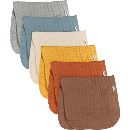 Gerber Baby Unisex Muslin Burp Cloths 6-Pack, Multi Browns, Large Size 20" x 10"