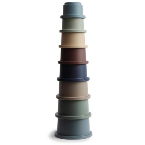 Mushie Bath Toys Stacking Cups, Color: Forest