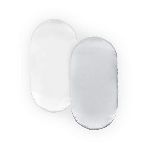 Pro Goleem Satin Bassinet Sheet 2 Pack Great for Baby Hair Soft Silk Feeling Sheet for Cradle or Bassinet Pad＆Mattress for Boys and Girls Gift for Newborn and Infant White and Gray