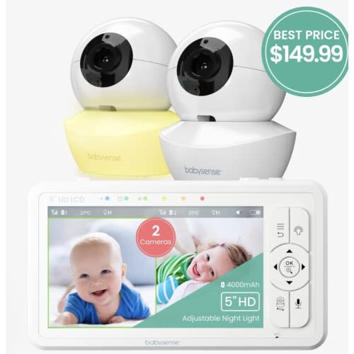 Babysense HD S2: Video Baby Monitor with 2 Cameras, Non Wifi, Split Sc