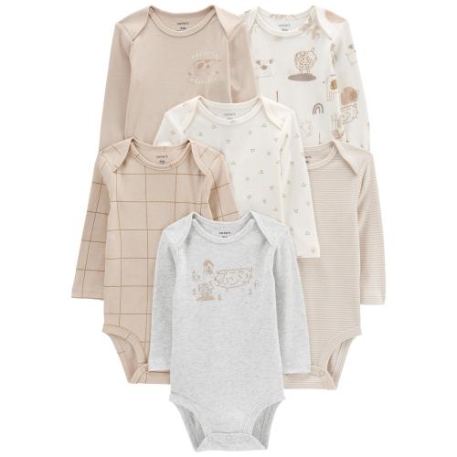 Baby 6-Pack Long-Sleeve Bodysuits - 9M - Style,Multi