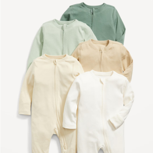 Unisex 2-Way-Zip Footie Sleep &amp; Play One-Piece 5-Pack for Baby | Old Navy