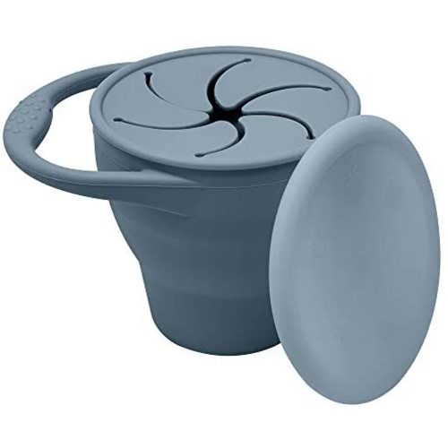BraveJusticeKidsCo | Snack Attack Snack Cup | Collapsible Silicone Snack Container | Toddler and Baby Snack Catcher Lid (Citadel)