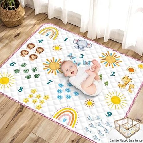 71x59 Baby Play Mat for Playpen, Play Mat for Babies 6-12 Months Baby Play Mats for Floor Soft Padding Playpen Mat for Babies and Infants Toddlers, Foldable and Machine Washable