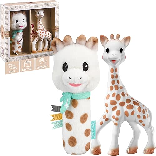 Sophie la girafe Classical Creation Birth Set #5 | Includes Gift Bag, Card, Sophie la girafe & Pouet Rattle | Handcrafted for 60 Years in France