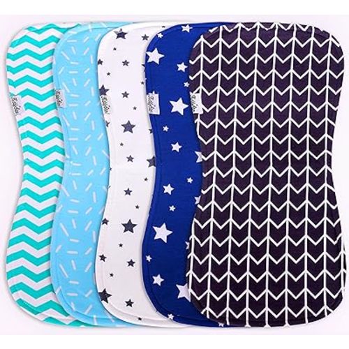 Premium Quality Organic Cotton 5 Pack Baby Burp Cloths – 3 Layer, Large, Ultra Soft & Absorbent Burping Rags for Newborn Babies