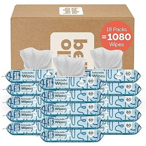 Hello Bello Extra Gentle Unscented Baby Wipes - Made with 99% Water and Aloe for Babies and Kids - 1080 Count