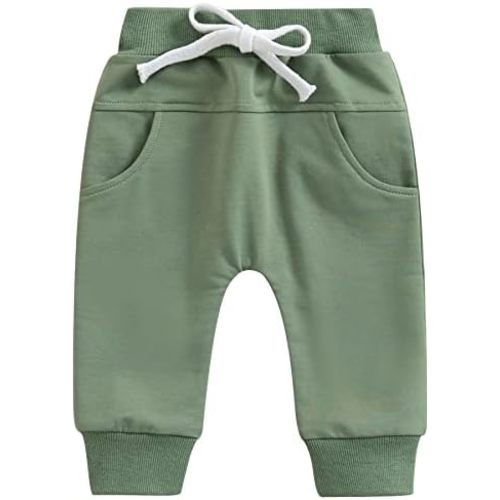 Mubineo Toddler Baby Boy Girl Infant Basic Plain Sweatpants Comfy Cotton Pants with Pockets