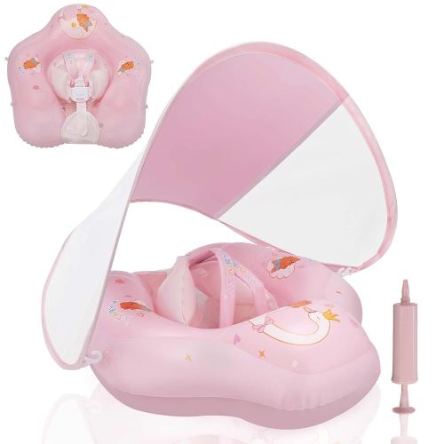 Baby Float with Canopy,Infant Pool Float with Safety Seat,Baby Swimming Float & Swim Float & Water Float UPF50+ UV Protection for Toddler from 3 to 36 Months.(S:3-12 Month/L:6-36 Month)