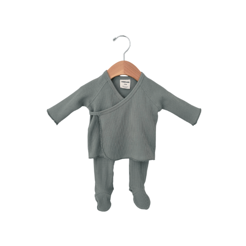 Organic Waffle Kimono & Pant Set | Mountain Green or Snow