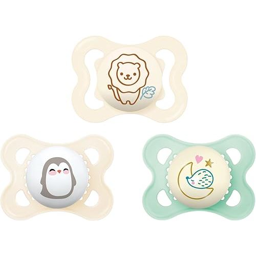MAM Variety Pack Baby Pacifier, Includes 3 Types of Pacifiers, Nipple Shape Helps Promote Healthy Oral Development,0-6 Months, Unisex, 3 Count (Pack of 1)