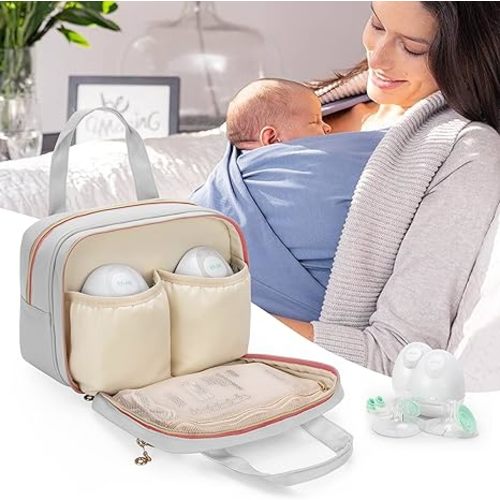 Damero Wearable Breast Pump Bag Compatible with Elvie and Momcozy Breast Pump, Carrying Bag for Wearable Breast Pump, Bottles, Pump Parts and Ice Pack