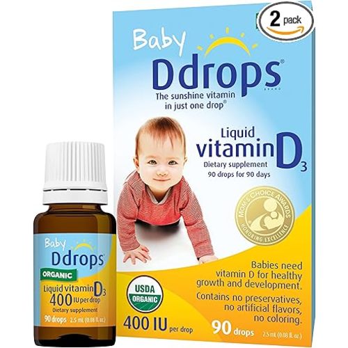 Ddrops Baby Liquid Vitamin D3 Supplement 400 Iu - 0.08 Fl Oz - 2 Pk