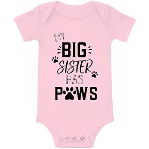 Viuluti Funny Baby Bodysuit My Big Sister Has Paws Romper Cute Infant Boys Girls Creeper Newborn Romper