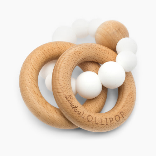 Loulou Lollipop Bubble Silicone & Wood Teething Rattle - White