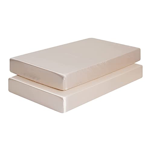 SnoozyBean 2 Pack Satin Crib Sheets Neutral Colors Great For Baby With Sensitive Hair and Skin Silky Fitted Crib Sheet For Standard Size Crib Mattress Unisex Toddler Sheets