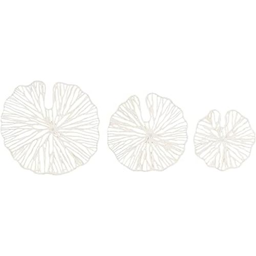 Creative Co-Op Handmade White Coral Shaped Paper & Metal Wall Décor (Set of 3 Sizes)
