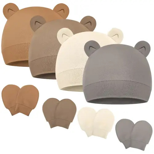 Baby Hat and Mittens Set Bear Ears Toddler Infant Beanie Cap - TikTok Shop