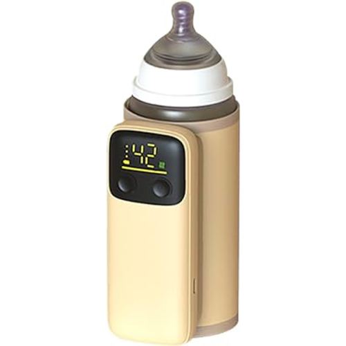 Portable Bottle Warmer, 8000mAh Rechargeable Portable Milk Warmer, LCD Display Travel Bottle Warmer with Precise Temperature Control, Water-Free Warmer, 18W Fast Charging Plug (4th Gen)