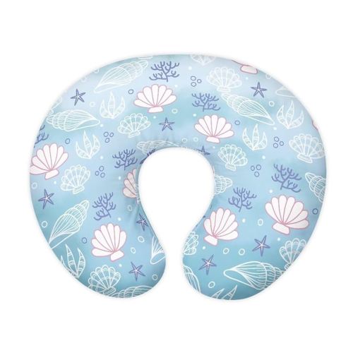 Ocean Shells Breast Feeding Pillowcase for Newborn Babies Skin-Friendly Elastic Fabric Nursing Pillow Cover Slipcover Fits Standard Support Pillows with Hidden Zipper