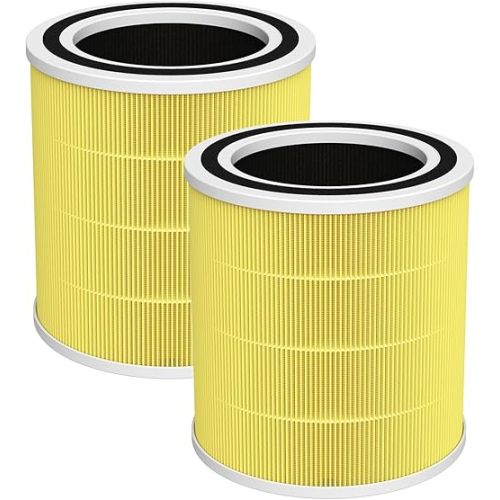 2 Pack AC400 Air Purifiers Replacement Filter for Purivortex AC400 Air Purifier, 3-in-1 H13 True HEPA Technology High Efficiency Pet Care Filter, Yellow