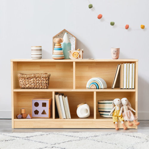 Latitude Run® Rubber Wood 5-compartment Montessori Shelf, 43.3"l & Reviews | Wayfair