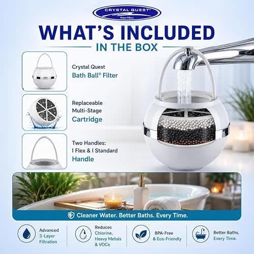 Crystal Quest Bathtub Filter, Bath Filter Removes Chlorine & Lead, BPA-Free