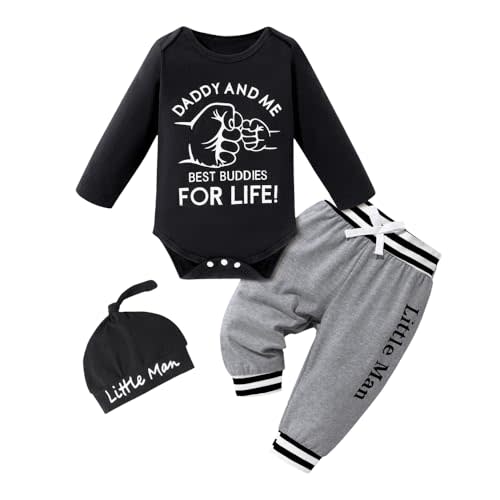 Aoswep Baby Boy Clothes Newborn Infant Baby Clothes Romper + Pants + Hat 3PCS Outfits Set