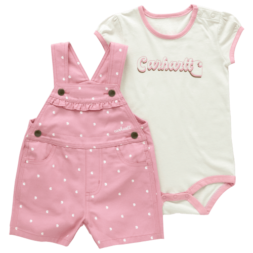 Carhartt Short-Sleeve Bodysuit and Ruffled Canvas Shortalls Set for Babies