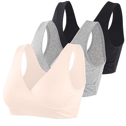 COLOMI Maternity Nursing Bra Wireless Cotton Breastfeeding Bra for Sleep