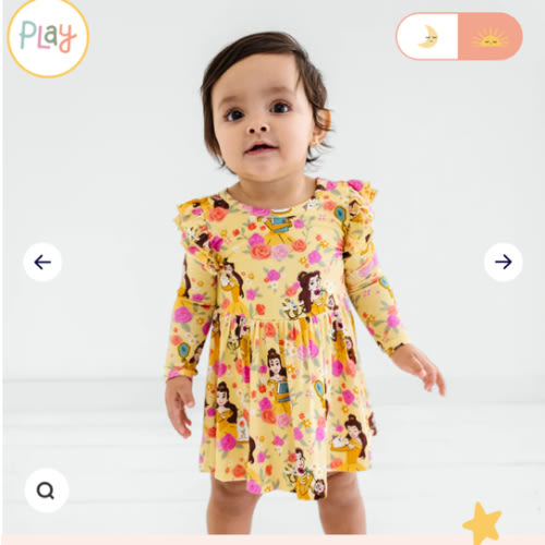 Disney Princess Belle Flutter Twirl Dress with Bodysuit – Little Sleepies