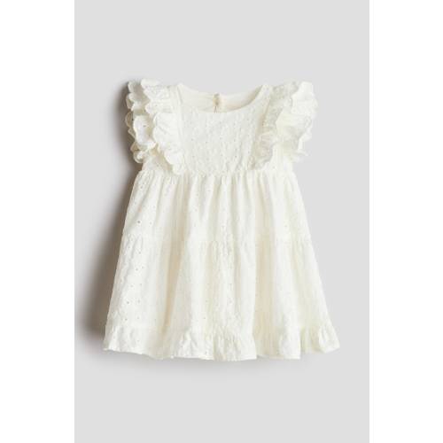 RUFFLED EYELET-EMBROIDERED DRESS