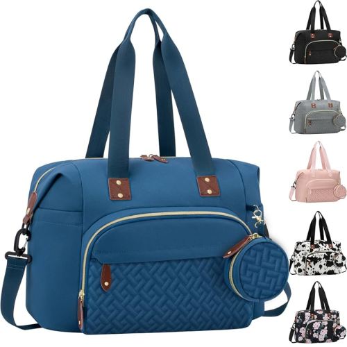 Diaper Bag Tote, Baby Bag Travel Diaper Tote Bag with Pacifier Case, Cute Maternity Hospital Baby Stylish Diaper Tote for Mom Dad Blue
