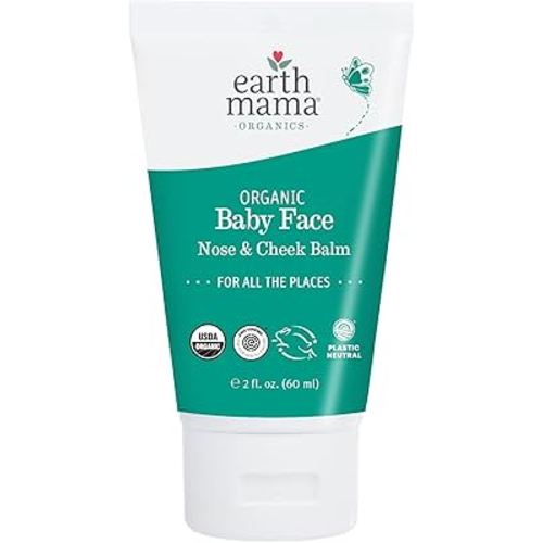 Earth Mama Organic Baby Face Nose & Cheek Balm | Moisturizer with Calendula Oil for Dry Skin Care, Natural Petroleum Jelly Alternative (2-Fluid Ounce)