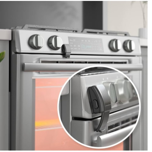 EUDEMON 1 Pack Updated Oven Front Lock,Childproof Oven Door Lock, Easy to Install & Use Durable and Heat-Resistant Material no Tools Need or Drill(Black)