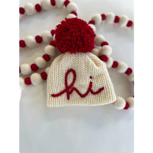 Christmas Newborn Hat, Holiday Baby Announcement, Embroidered Hi Beanie, Baby's First Christmas Gift, Mama Baby Matching Winter Knit Hat