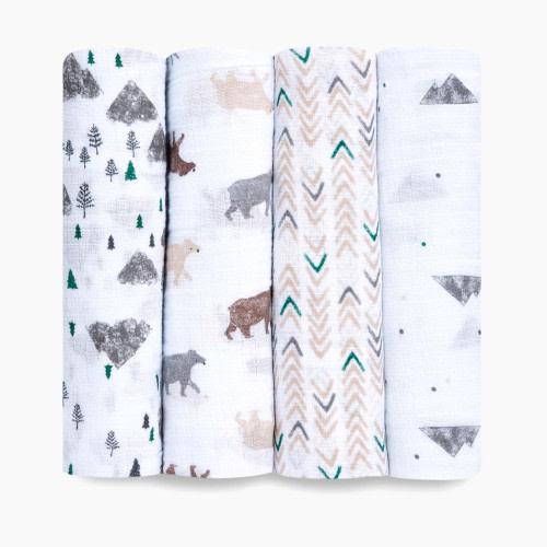 Aden + Anais Essentials Cotton Muslin Swaddles (4 Pack) - Bear Necessities