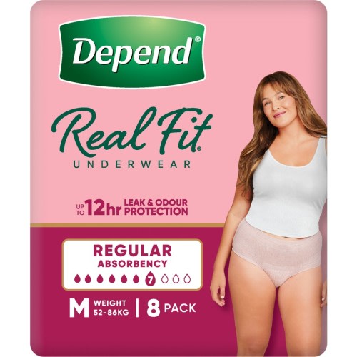 Depend Real Fit Incontinence Underwear Regular Women Medium 8 Pack