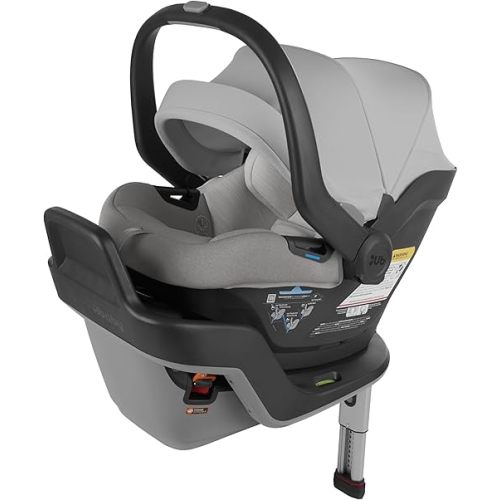 UPPAbaby Mesa Max Infant Car Seat/Base with Load Leg and Robust Infant Insert Included/Innovative Safety Features + Simple Installation/Direct Stroller Attachment/Anthony (White+Grey Chenille)