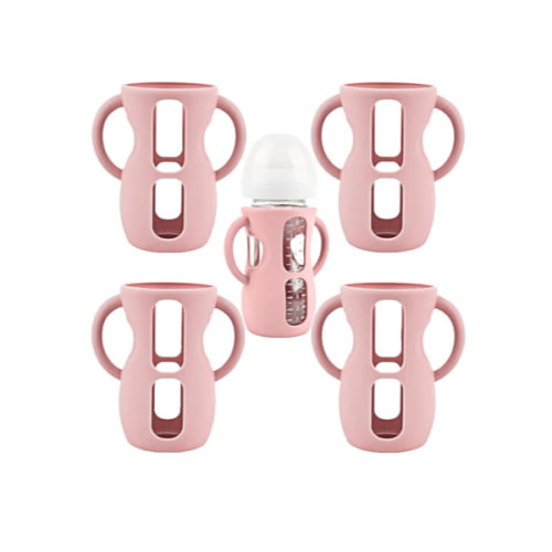 4 Pack Silicone Sleeves for Avent Natural Glass Baby Bottles, Silicone and Easy-Grip Handles for Drop Protection, Compatible with Philips Avent 4/8 OZ Glass Bottle (Cute Pink, 8 OZ)